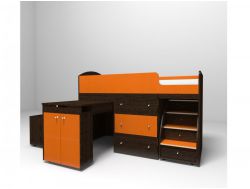 Кровать-чердак Малыш 1600 венге-оранжевый