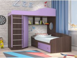 Кровать-чердак с металлической лестницей Кадет-2 Ирис
