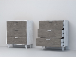 Комод Эго К-3 3 ящика бетон светлый/камень темный на ножках