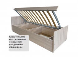 Кровать ЛДСП с ПМ и прямой спинкой 800*1900 мм