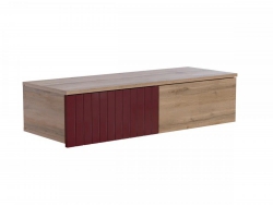 Тумба навесная МС Ливерпуль Дуб Вотан/Бордо Глянец