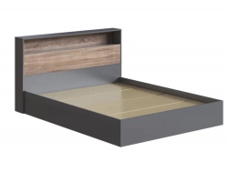 Кровать Люмьер 1400 с основанием ДСП Графит/Дуб Сонома