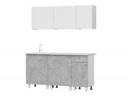 Кухонный гарнитур КГ 1 1600 Белый/Цемент светлый