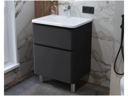 Тумба с раковиной Роберто 60 напольная Графит 2 ящика