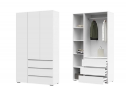 Шкаф с ящиками Хелен 3-х створчатый ШК 06 Белый шагрень