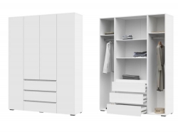 Шкаф с ящиками Хелен 4-х створчатый ШК 05 Белый шагрень