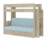 Двухъярусная кровать с диваном Карамель 75 сонома-бирюзовые зигзаги