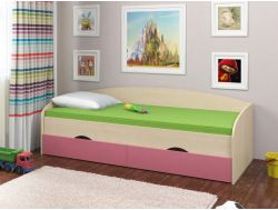 Кровать Соня 2 дуб молочный-розовый