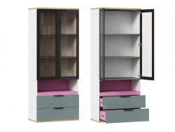 Шкаф комбинированный со стеклодверьми Урбан ЛД 528.290.000 Белый/Розовый