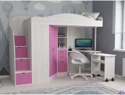 Кровать-чердак Юниор-4 винтерберг-розовый